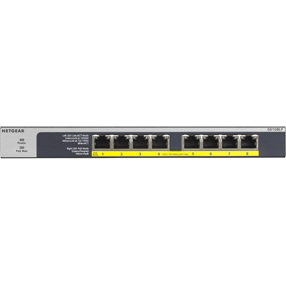 NETGEAR GS108LP-100NAS - 8 PORTGIG POEplus SWITCH
