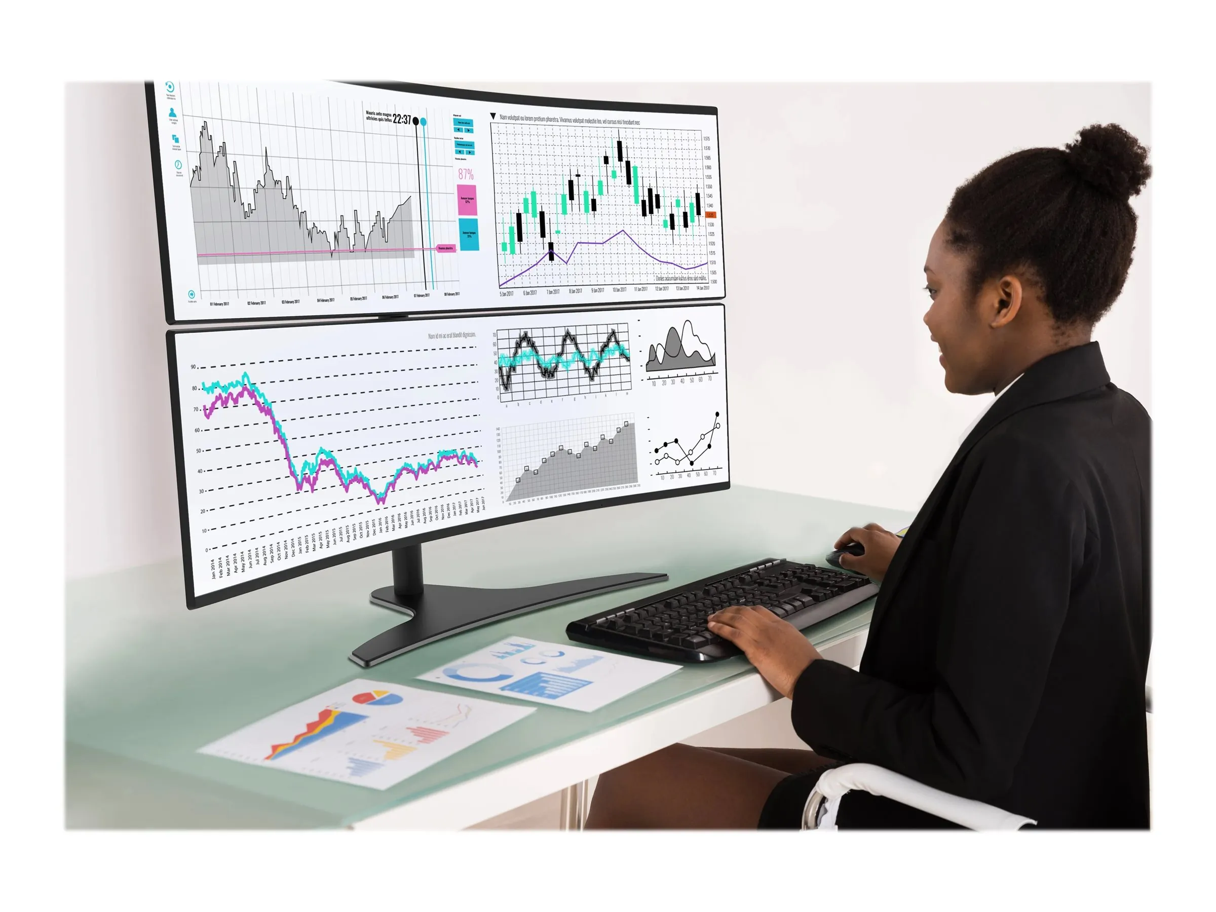 PEERLESS LCT650SD — DESKTOP STAND - MATTE BLACK - INTERNAL CABLE MANAGEMENT CONCEALS ALL CABLING FOR