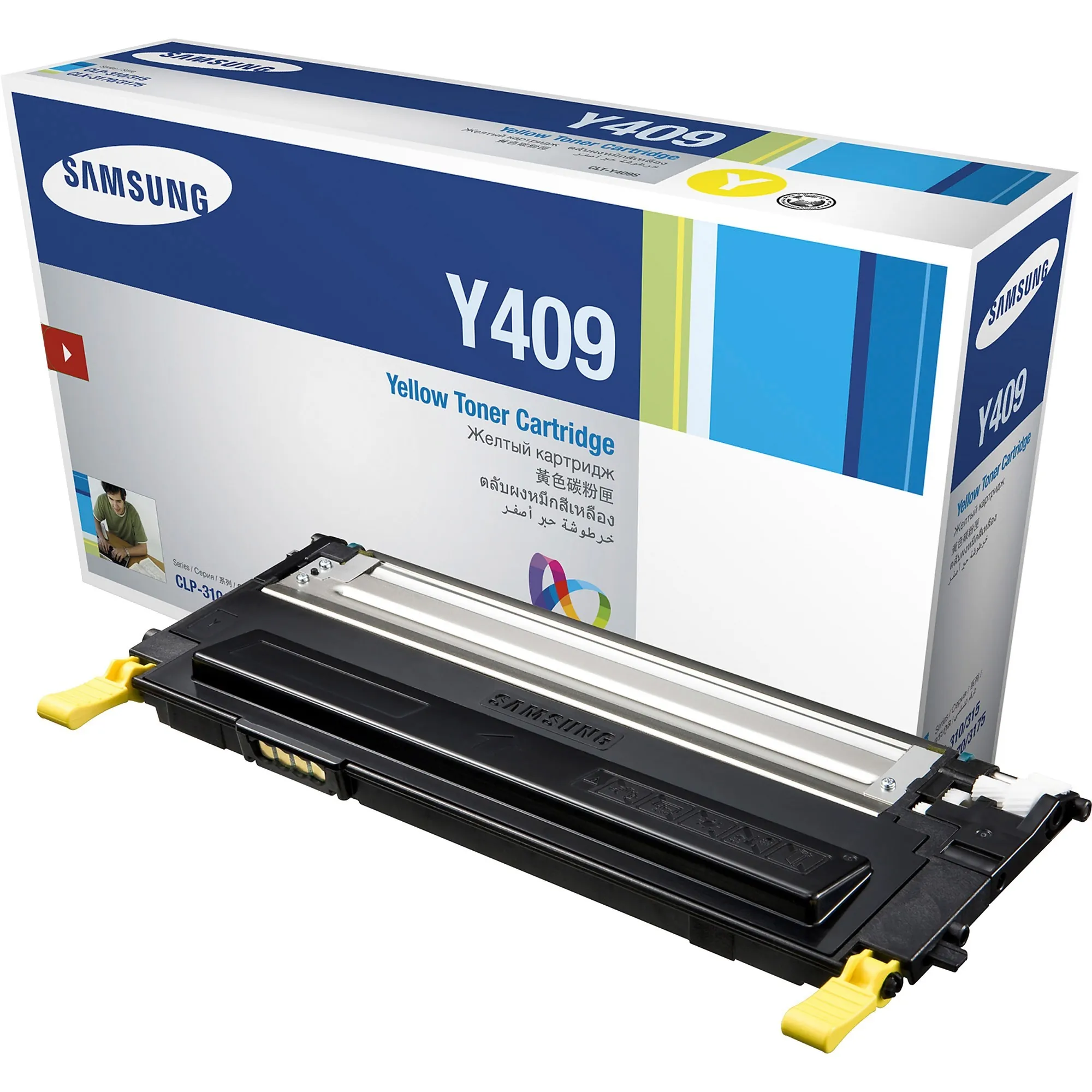 SAMSUNG CLT-Y409S — Samsung CLT-Y409S Laser Toner Cartridge for CLP-315, CLP-315W Printers - 1000 Pages Yield, Yellow
