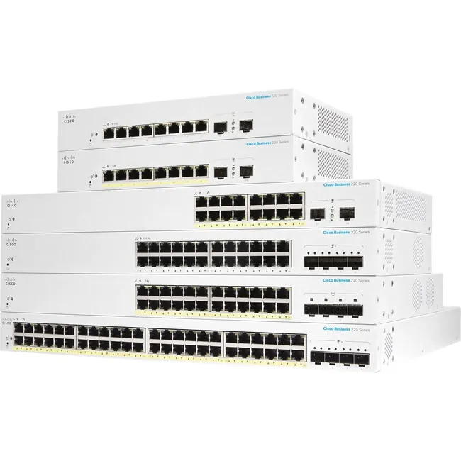Cisco CBS220-8FPE2GNA-RF — CBS220 SMART 8-PORT GE, FULLPOE,EXTPS,2X1GSFP REMANUFACTURED