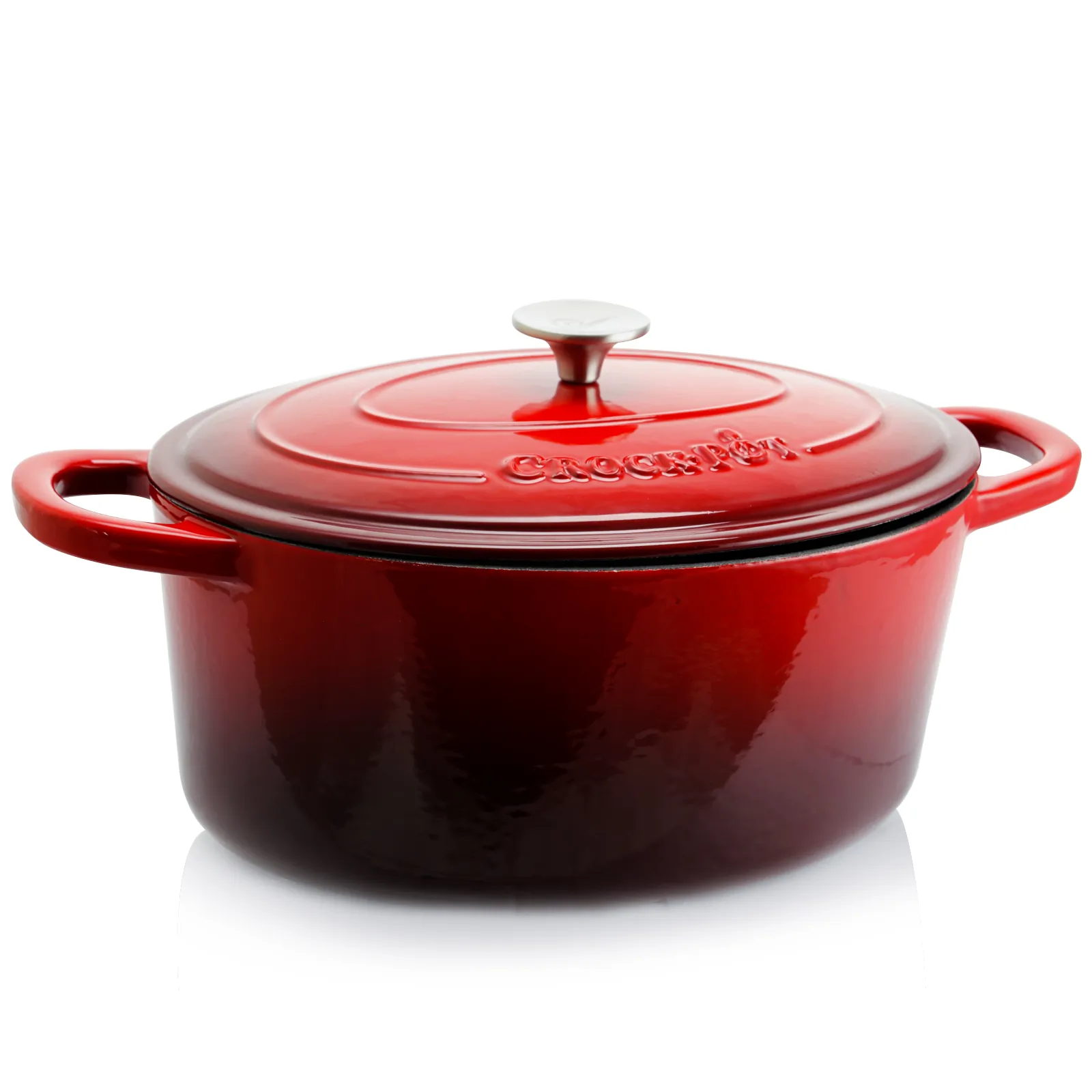 CROCK-POT 69147.02 — Crock Pot Artisan 7 Quart Oval Enameled Cast Iron Dutch Oven in Scarlet Red