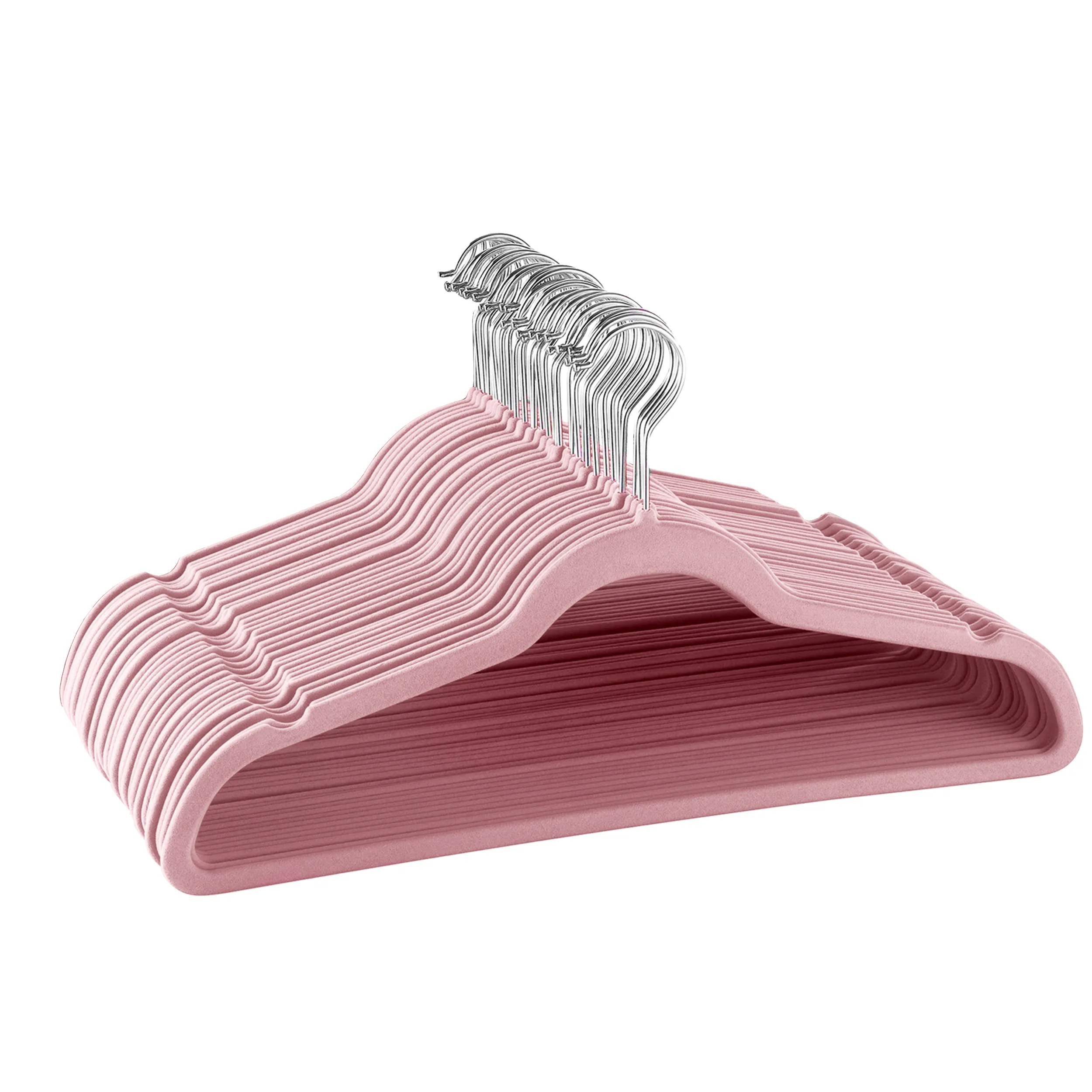Elama Home Velvet Heavy Duty Felt Hangers - 30 Pack - Pink