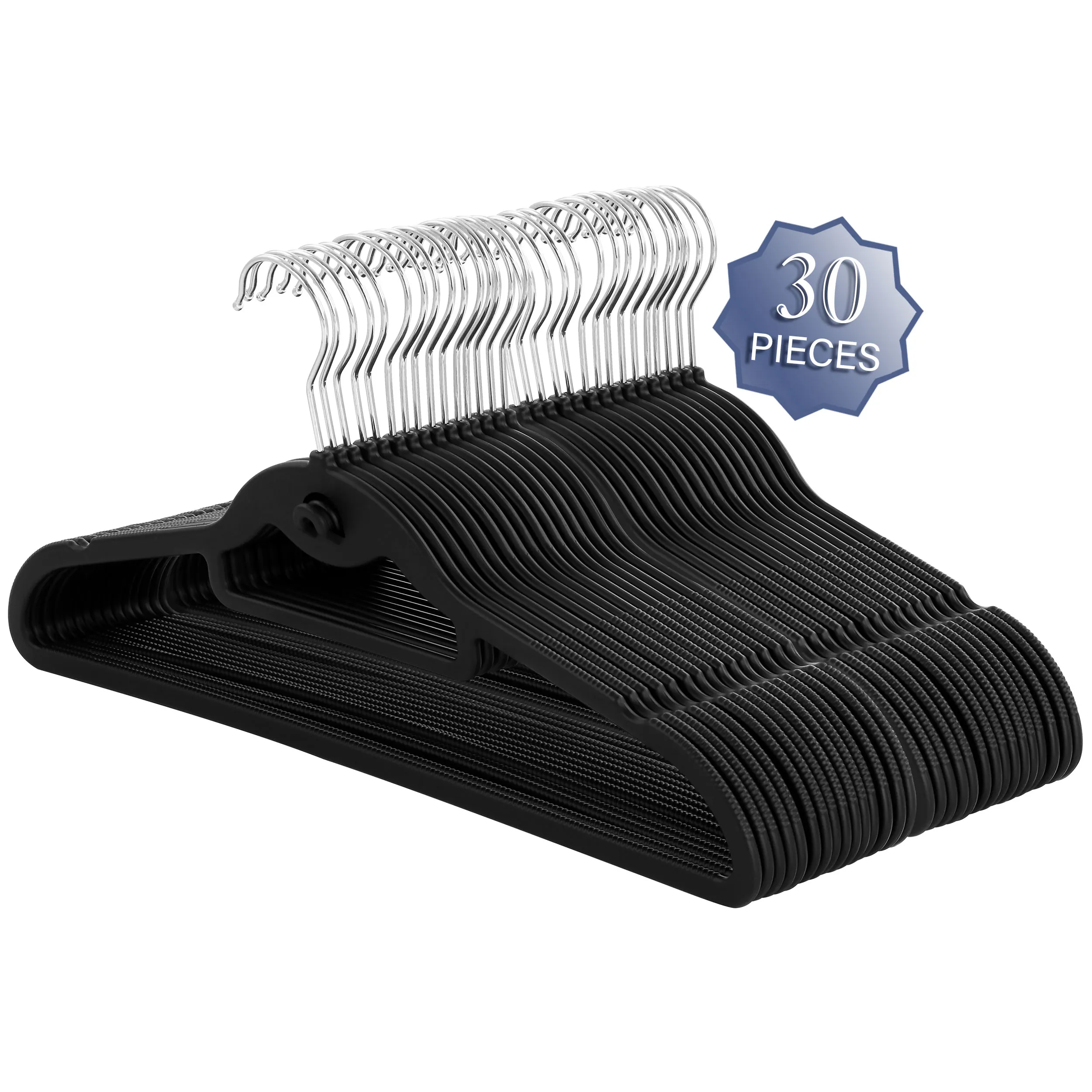 ELAMA ELH-8RB30BLK — Elama Home 30 Piece Rubber Non Slip Hanger with Hanging Tab in Black