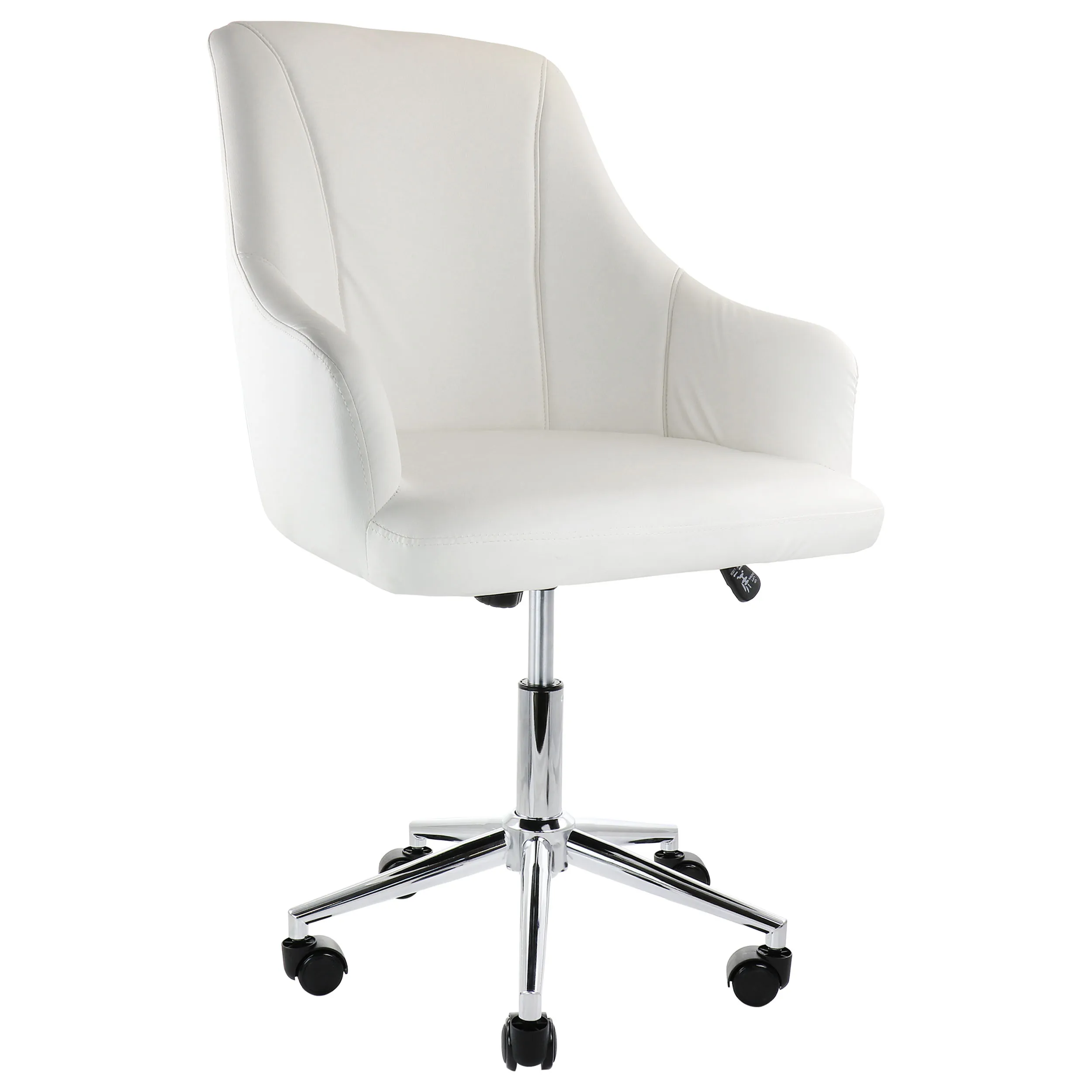 ELAMA ELM-2613-WHT — Elama Adjustable Faux Leather Rolling Office Chair in White with Chrome Finish