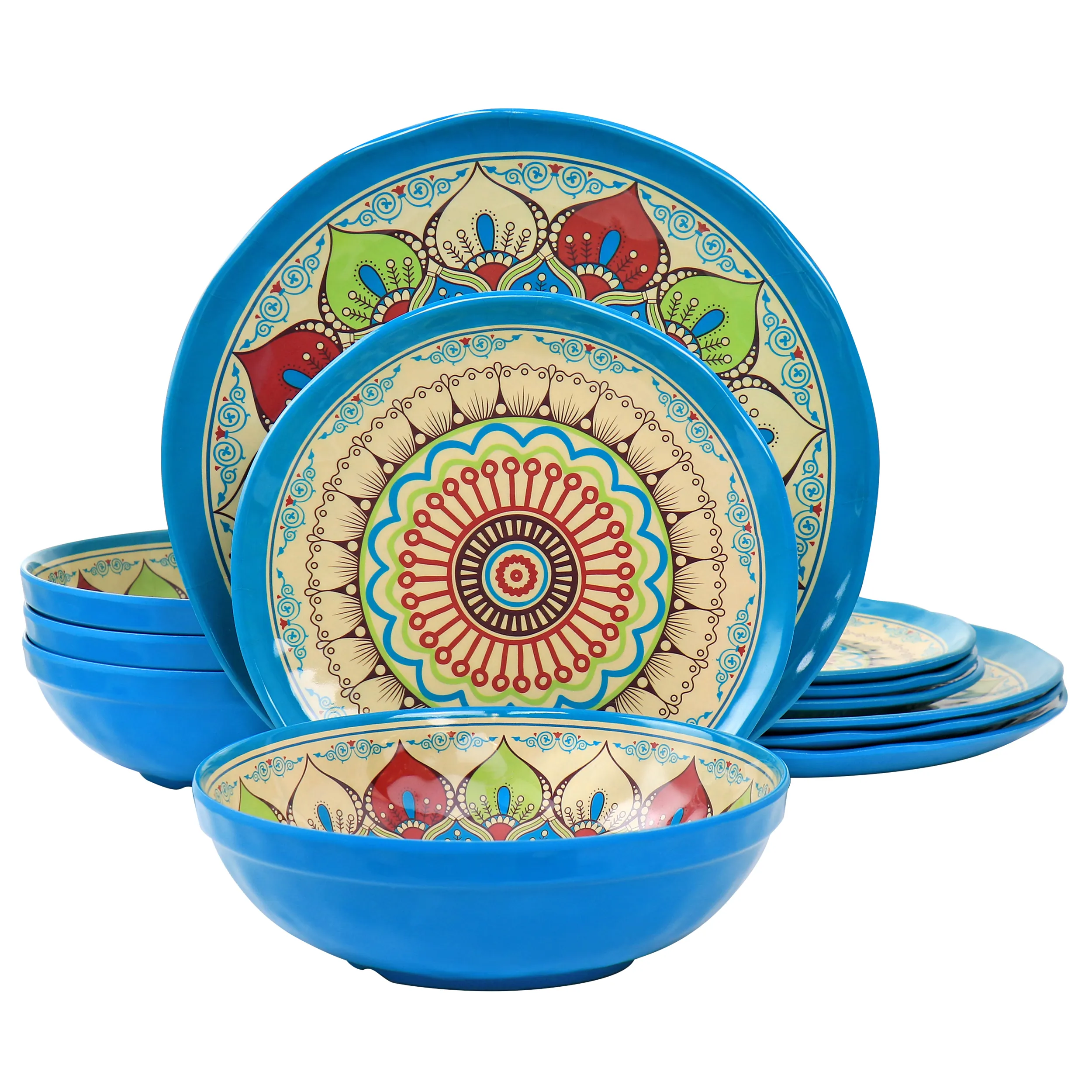ELAMA EL-CAMILLA — Elama Camilla 12 Piece Melamine Dinnerware Set