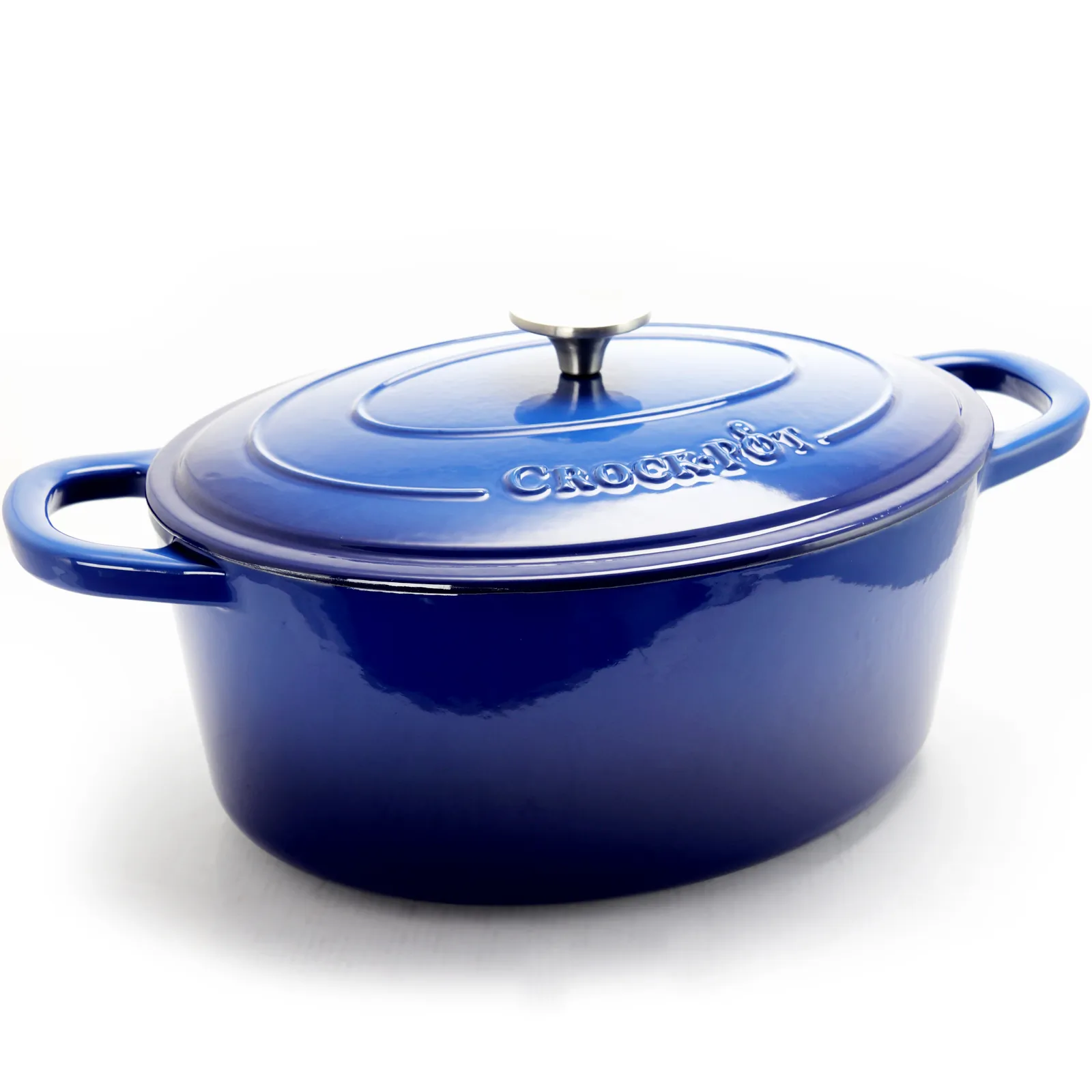 CROCK-POT 69149.02 — Crock Pot Artisan 7 Quart Enameled Cast Iron Oval Dutch Oven in Sapphire Blue