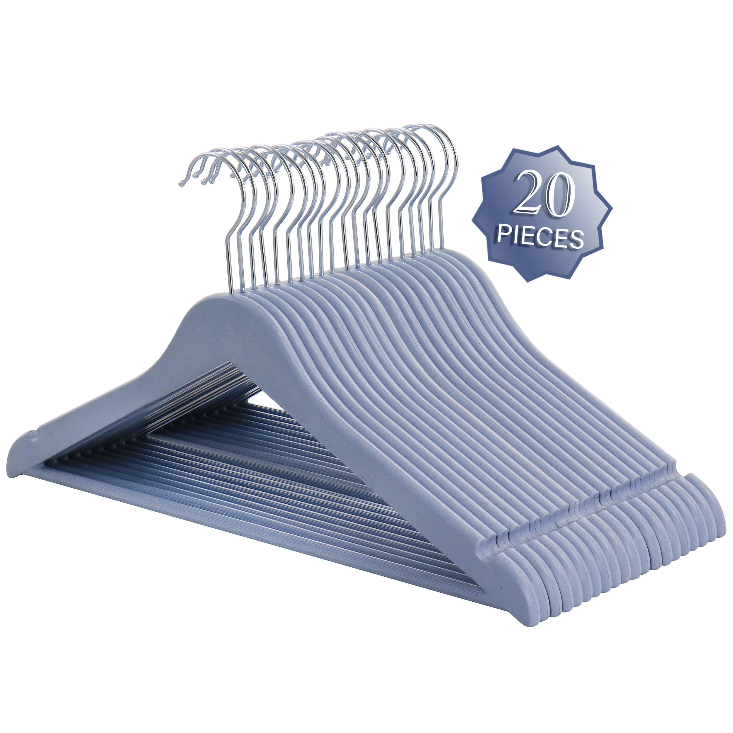 ELAMA ELH-6002-BLUE — Elama Home 20 Piece Eco Friendly Coat Hangers in Blue