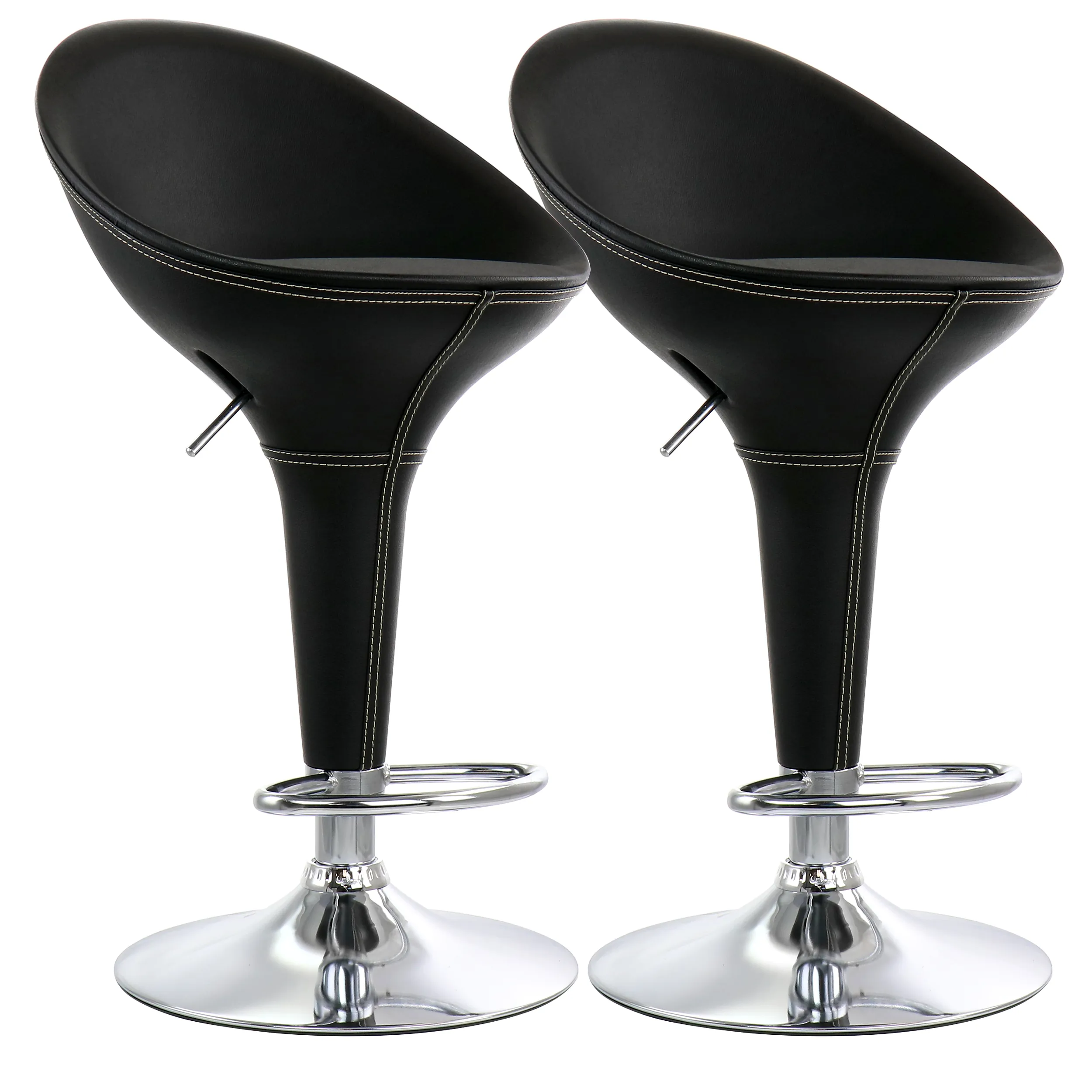 ELAMA ELM-513-BLK — Elama 2 Piece Adjustable Plastic Bar Stool in Black with Chrome Base