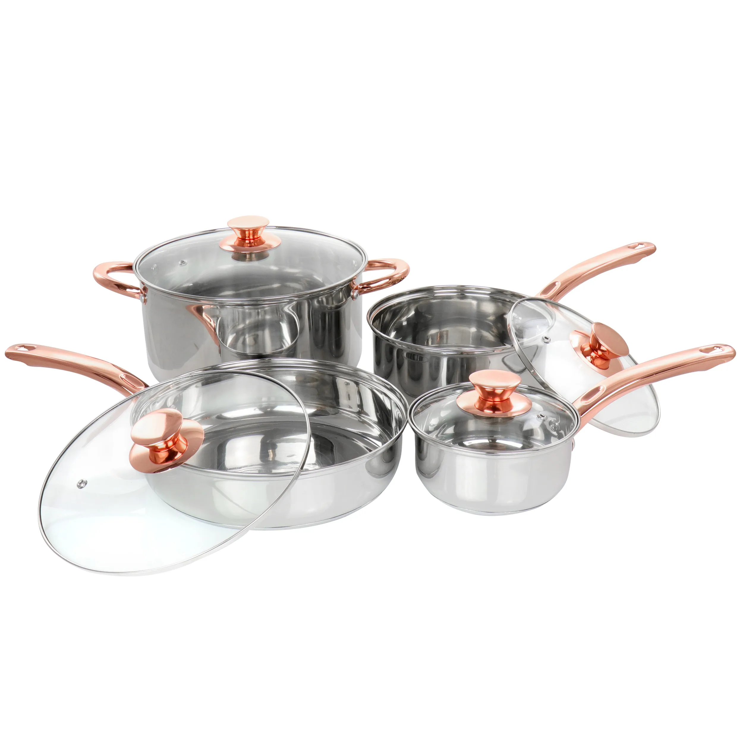 Gibson 127751.08 - Gibson Home Ansonville 8-Piece Cookware Set with Rose Gold