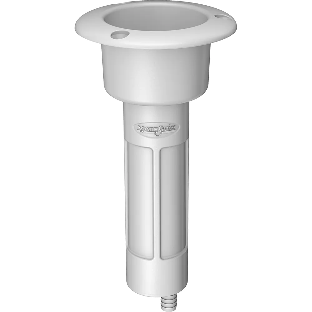 Mate Series P1000DW — White 0? Rod and Cup Holder with Drain - Round Top