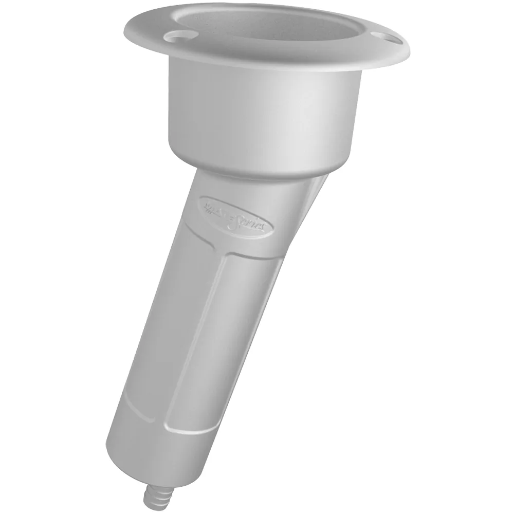 Mate Series P1015DW — White Plastic 15? Rod & Cup Holder with Drain - Round Top