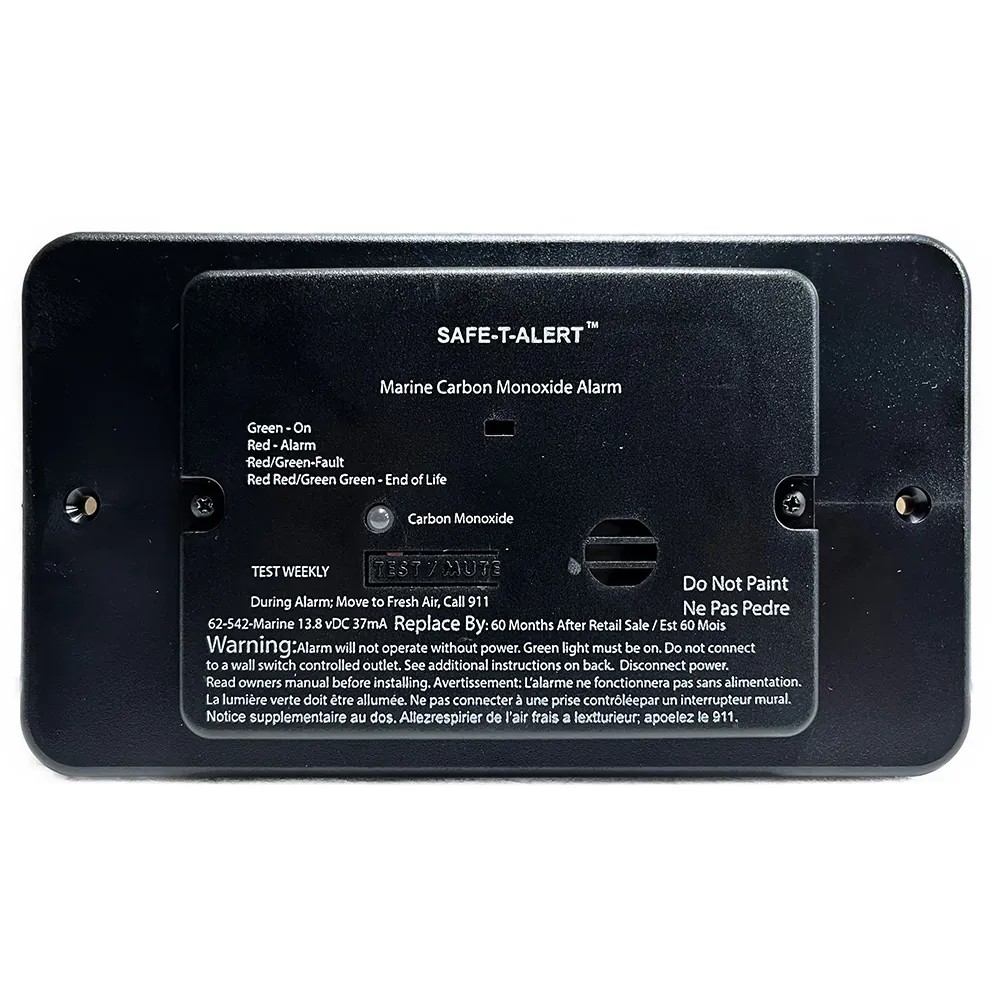 Safe-T-Alert 62-542-TR-BL - Safe-T-Alert 62 Series Marine Carbon Monoxide - Black - Flus