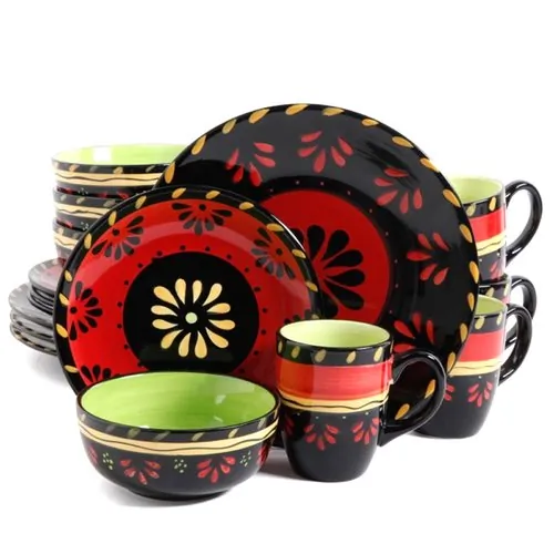 SIMPLEMENTE DELICIOSO 92500.16RM - Simplemente Delicioso Escolta 16 Piece Dinnerware Set, Green
