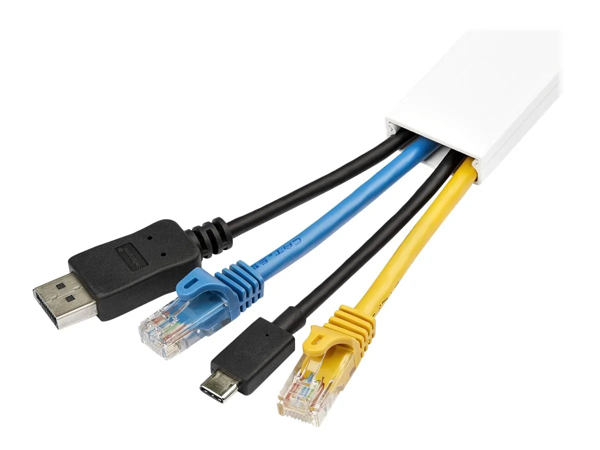 STARTECH CBMWWD3211 — Cable Management Raceway w/Adhesive Tape and Cover 1-1/4"(32mm)W x 3/8"(11mm)H, 3ft(1m) length, Network Cord Hider, UL Listed - Cable management raceway to organize network/power cords - Solid Single channel wire hider/concealer kit - Surface/Wall mount wiring duct system - Product (LxWxH) 3.3ft x 1.3" x 0.4" - Max 12 Cables - 186F (86C) VST - Sturdy warp-proof PVC UL 94V-0