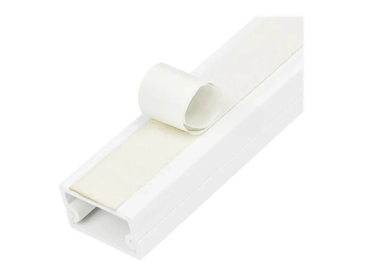 STARTECH CBMWWD1911 — Cable Management Raceway w/Adhesive Tape and Cover 3/4"(19mm)W x 3/8"(11mm)H, 3ft(1m) length, Network Cord Hider, UL Listed - Cable management raceway to organize network/power cords - Solid Single channel wire hider/concealer kit - Surface/Wall mount wiring duct system - Product (LxWxH) 3.3ft x 0.7" x 0.4" - Max 6 Cables - 186F (86C) VST - Sturdy warp-proof PVC UL 94V-0