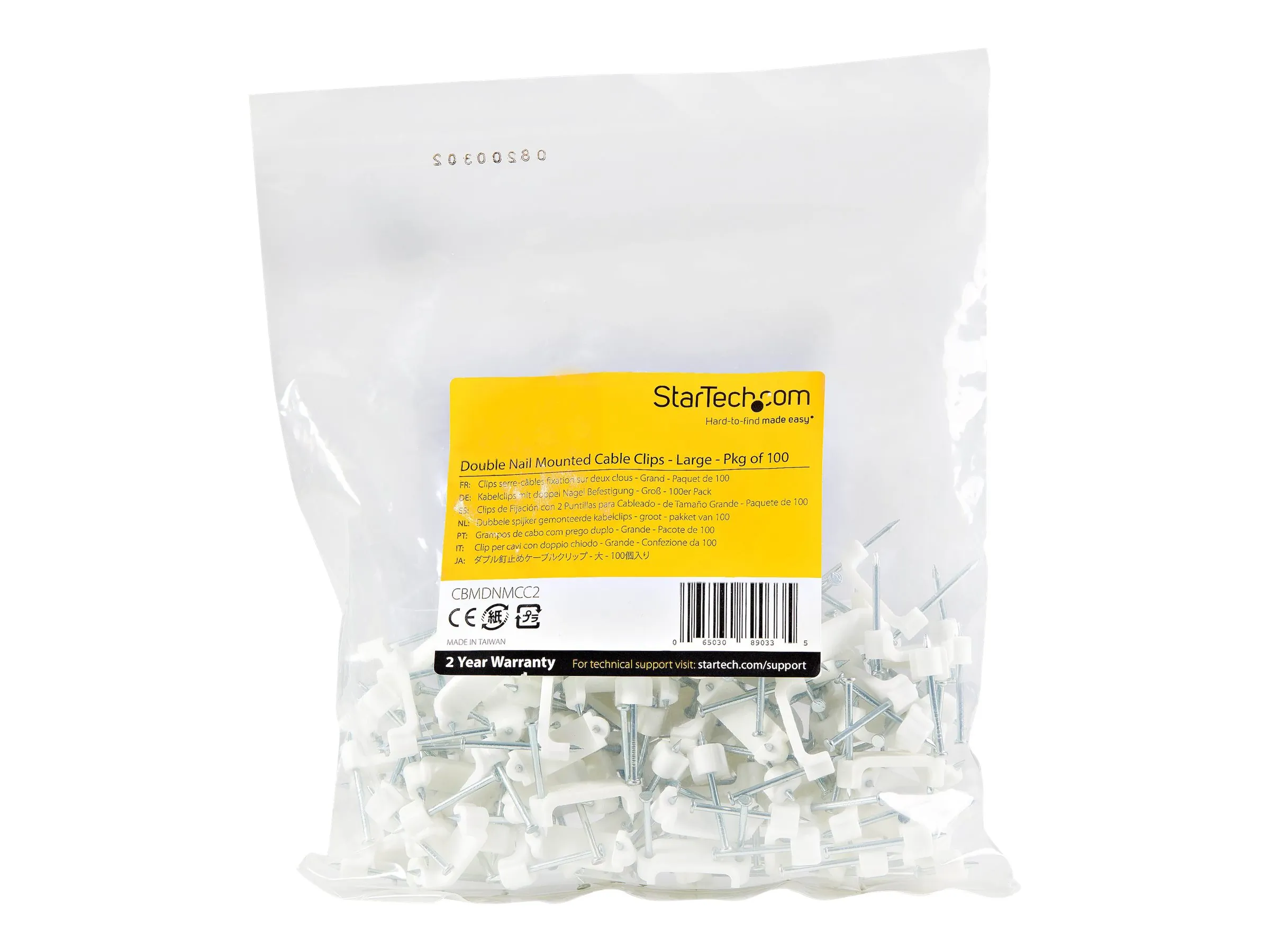STARTECH CBMDNMCC2 — 100 PACK OF DOUBLE NAIL MOUNTED CABLE CLIP - LARGE