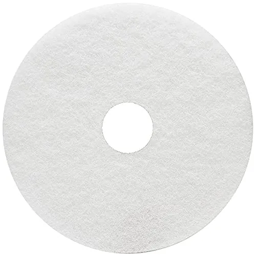 Genuine Joe GJO 18401 — Joe Floor Cleaner Pad - 5/Carton - Round x 17 Diameter - Cleaning, Scrubbing - 350 rpm to 800 rpm Speed Supported - Resilient, Flexible - White