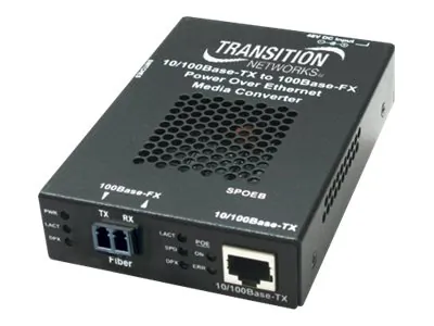 Lantronix SPOEB1040-105-NA - Transition Networks PoE Media Converter - Fiber & Ethernet