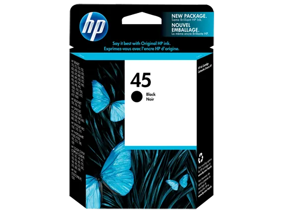 HP 51645A — HP 45 (51645A) Ink Cartridge - Single Pack - Inkjet - 830 Pages - Black - 1 Each