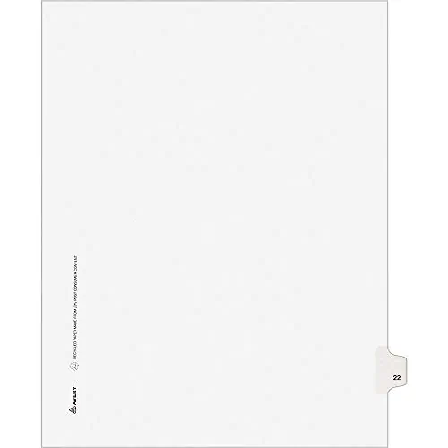 Avery Dennison AVE 01022 — Avery® Individual Legal Exhibit Dividers - Avery Style - 1 Printed Tab(s) - Digit - 22 - 1 Tab(s)/Set - 8.5 Divider Width x 11 Divider Length - Letter - White Paper Divider - Paper Tab(s) - 25 / Pack
