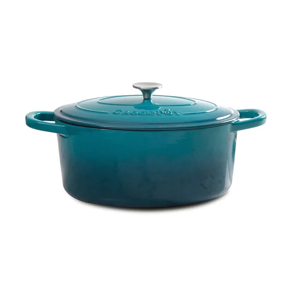 CROCK-POT 109470.02 — Crock Pot Artisan 5 Quart Round Enameled Cast Iron Dutch Oven in Teal Ombre