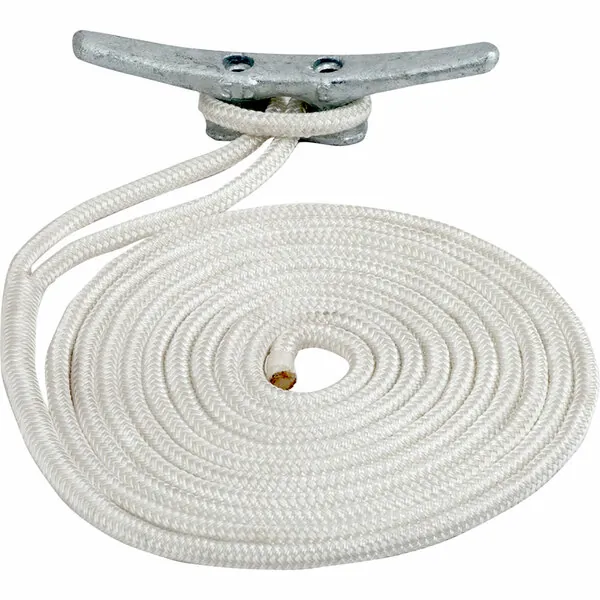 SeaDog 302112015WH-1 — Sea-Dog 1/2" x 15' Double Braided Nylon Dock Line - White