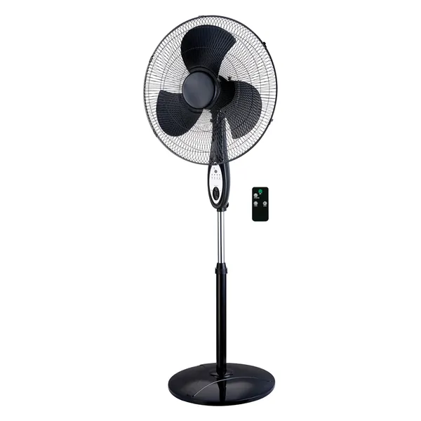OPTIMUS F-1672BK-F — Optimus 16 in. Oscillating Stand Fan with Remote Control in Black