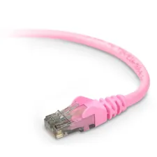Belkin A3L980-15-PNK-S — 15FT CAT6 SNAGLESS PATCH CABLE, UTP, PINK PVC JACKET, 24AWG, 50 MICRON, GOLD PLA