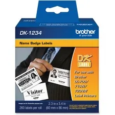 Brother DK1234 — DK1234 - ADHESIVE NAME BAGDES (260 LABELS) 60MM 86MM (2.3 INCH X 3.4 INCH) - FOR