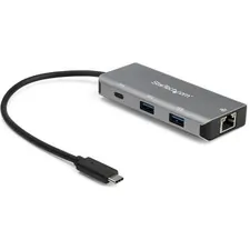 STARTECH HB31C2A1CGB — PORTABLE 3 PORT USB-C HUB W/ GIGABIT ETHERNET RJ45 - USB TYPE-C HOST LAPTOP TO 1