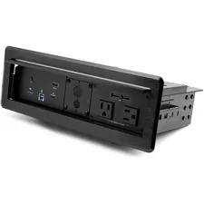 STARTECH KITBXDOCKPNA — Conference Room Docking Station w/ Power; Table Connectivity A/V Box, Universal Laptop Dock, 60W PD, AC Outlets, USB Charging - In-desk/table universal docking station w/ auto host switching for USB-C/TB3 or USB-A laptops - 4x USB 3.0 5Gbps Hub, GbE - USB-C DP Alt Mode, USB-A, HDMI video - 4K 30Hz, 60W Power Delivery - 2x AC power outlets and 2x USB-A (BC 1.2 up to 2.4A/port)