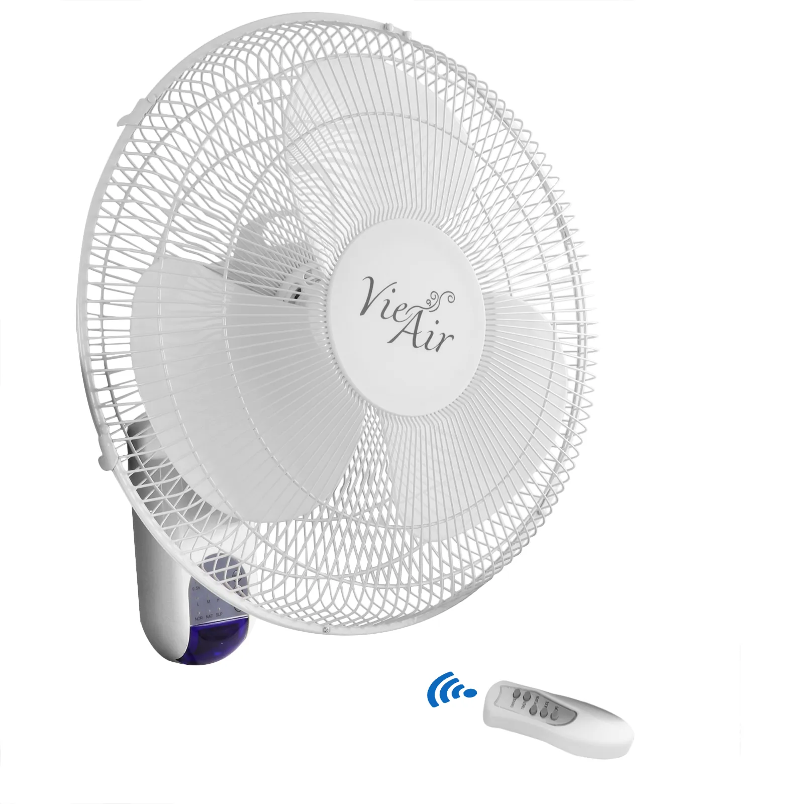 VIE AIR VA-16W — Vie Air 16 Inch 3 Speed Plastic Wall Fan with Remote Control in White