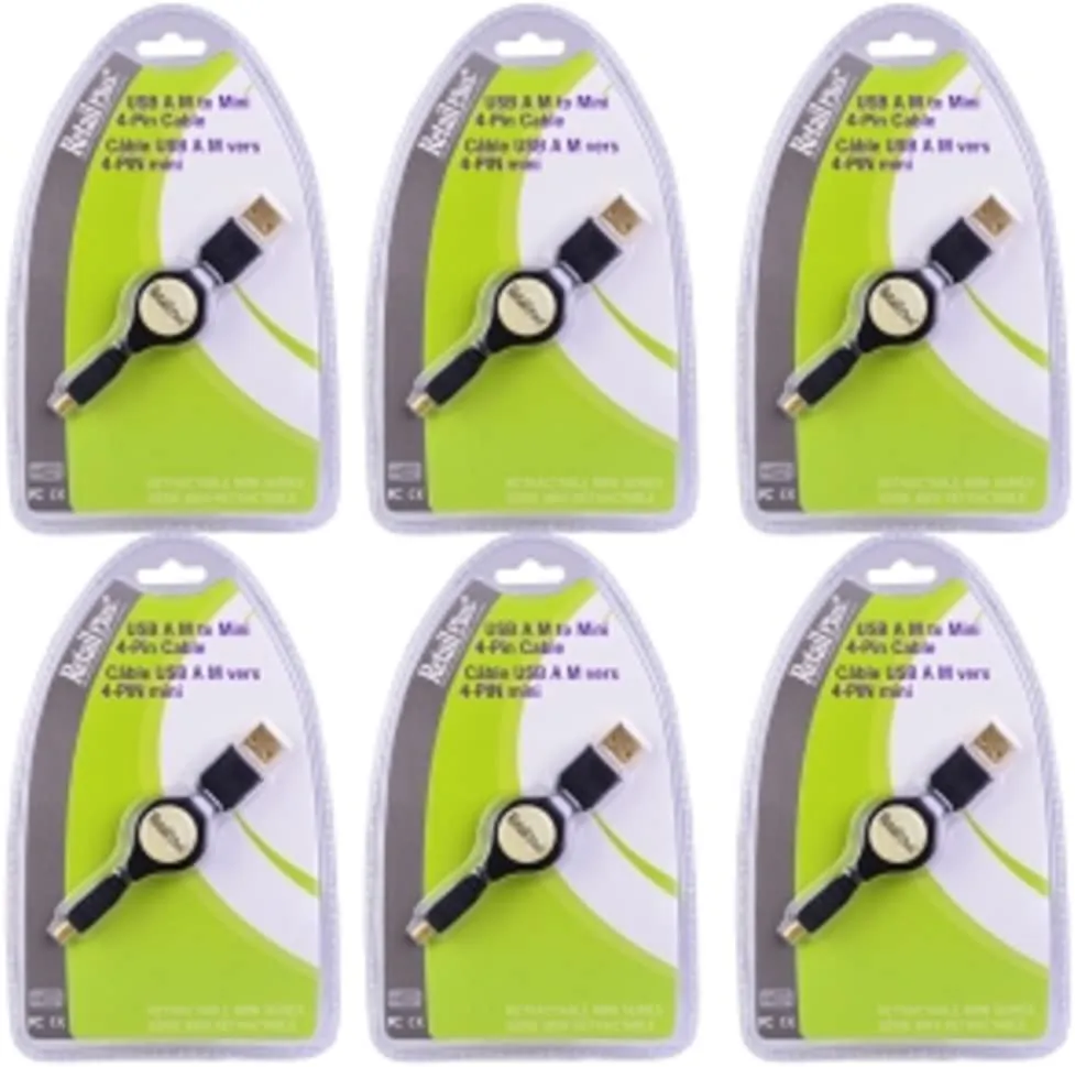 RetailPlus RetailPlus — USB A (M) to 4-pin USB Mini-B Cable - Retail Hanging