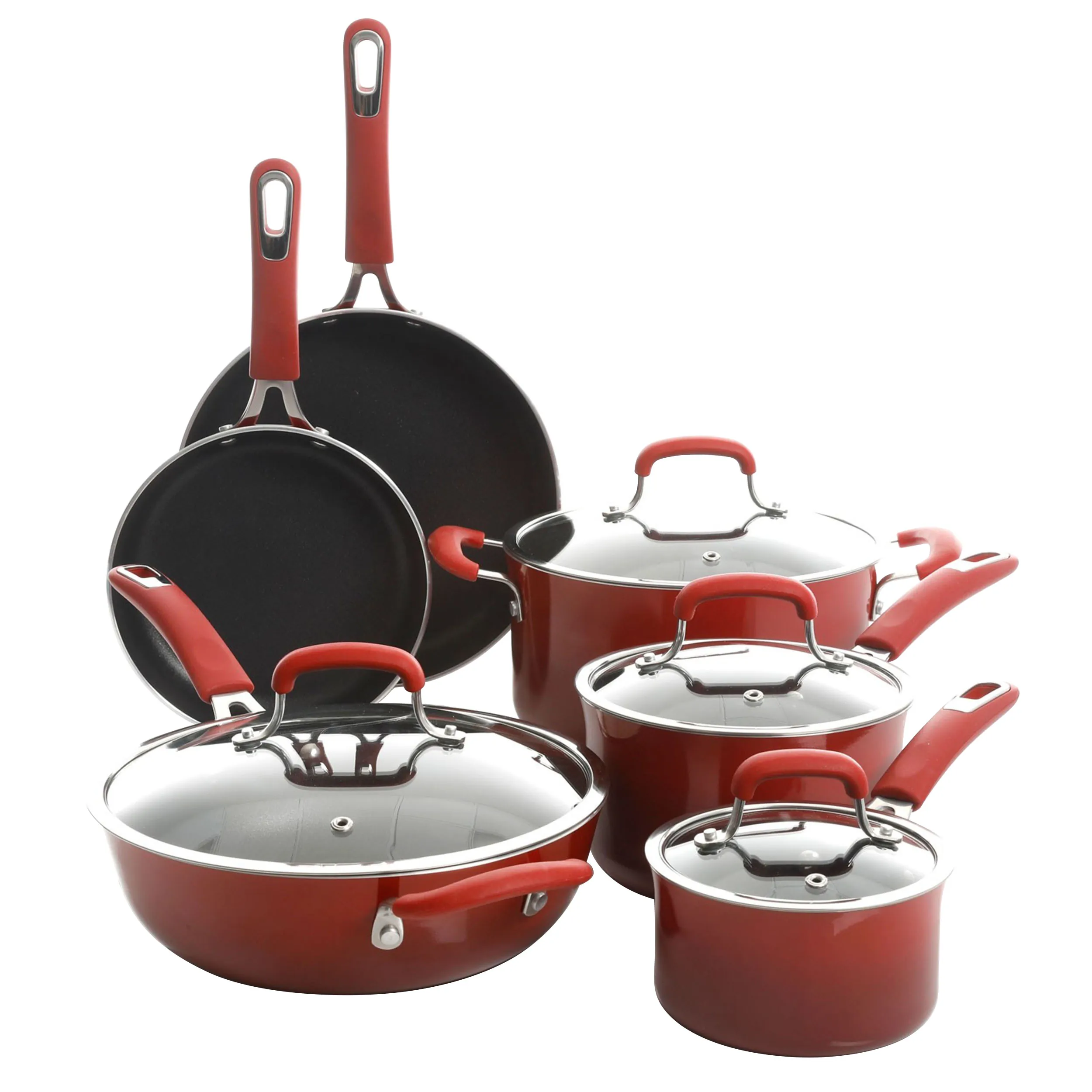 Kenmore 126370.10 — Kenmore Elite Andover 10 Piece Nonstick Aluminum Cookware Set in Red Gradient