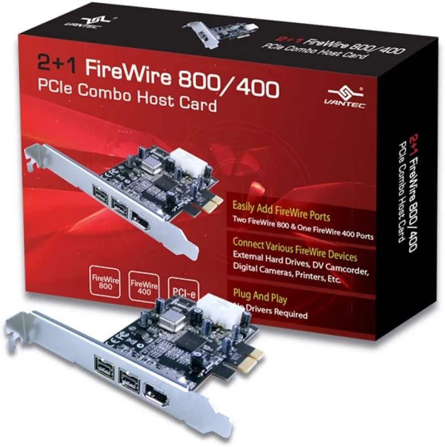 VANTEC UGT-FW210 — Vantec IO Card UGT-FW210 2+1 FireWire 800/400 PCI Express Combo Host Card Retail