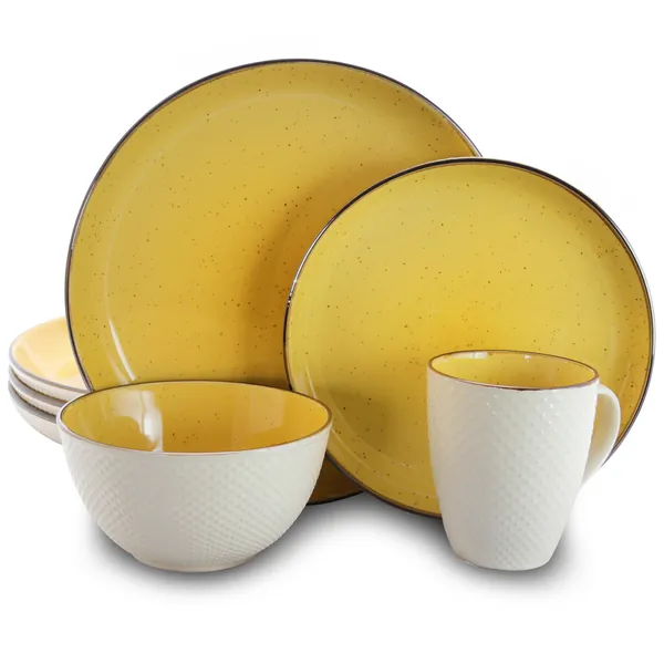 ELAMA EL-MELLOWYELLOW — Elama Mellow-Yellow 16-Piece Dinnerware Set
