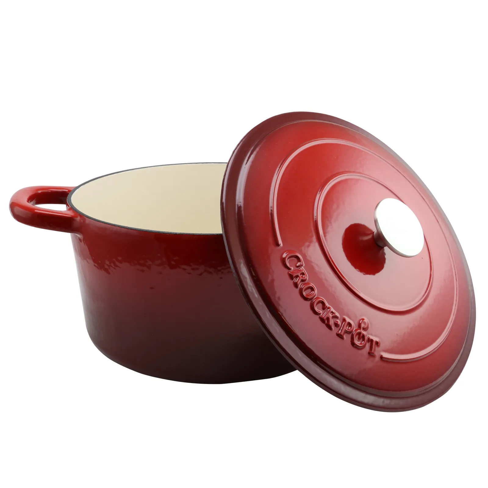 CROCK-POT 69144.02 — Crock Pot Artisan 7 Quart Round Cast Iron Dutch Oven in Scarlet Red