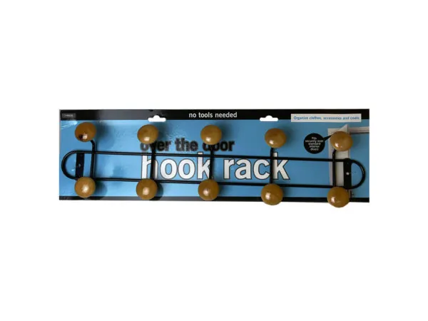 Bulk Buys HL391 — Decorative 10-Hook Over The Door Organizer Rack