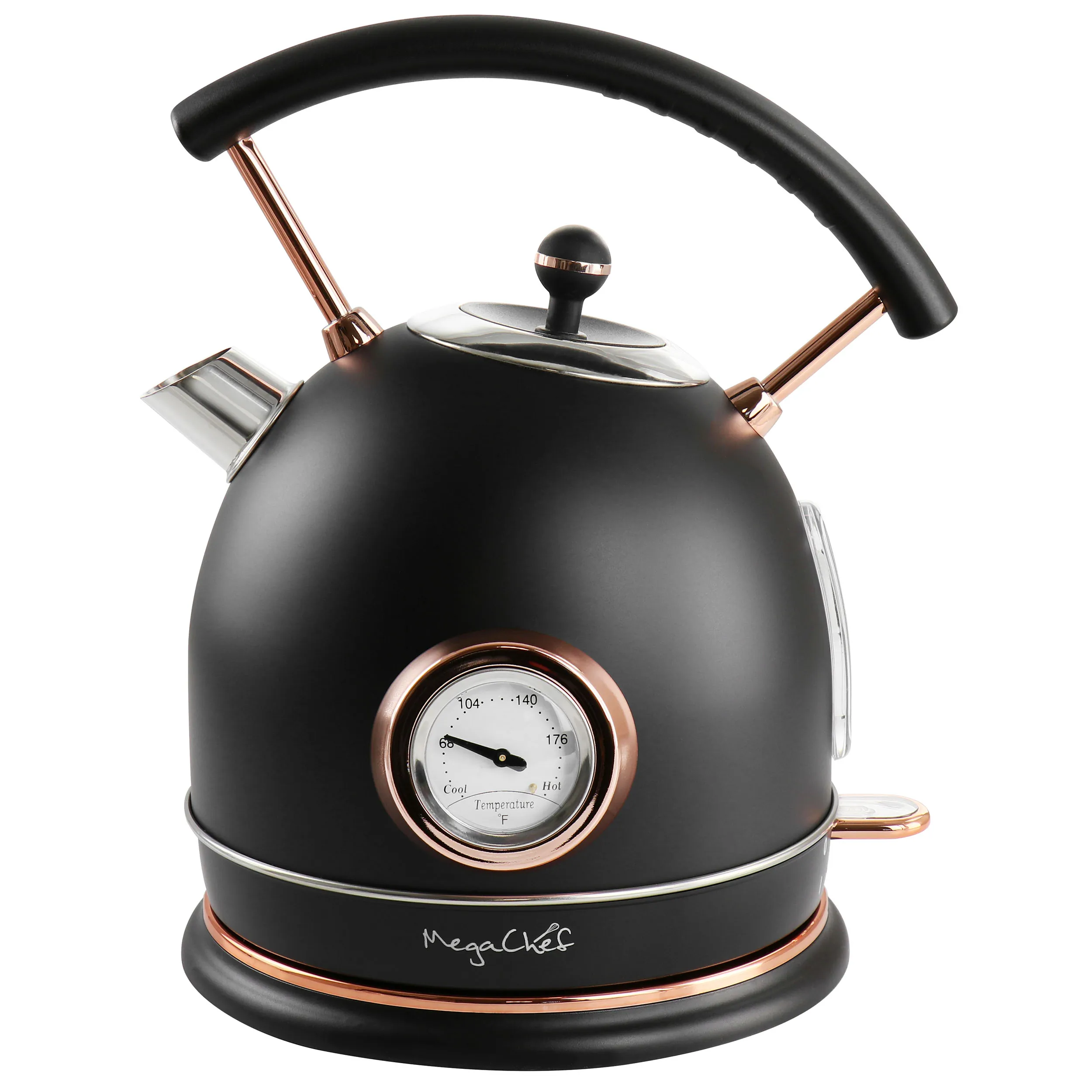 MegaChef MG-KTL2000B — MegaChef 1.9 Quart Half Circle Electric Tea Kettle with Thermostat in Matte Black