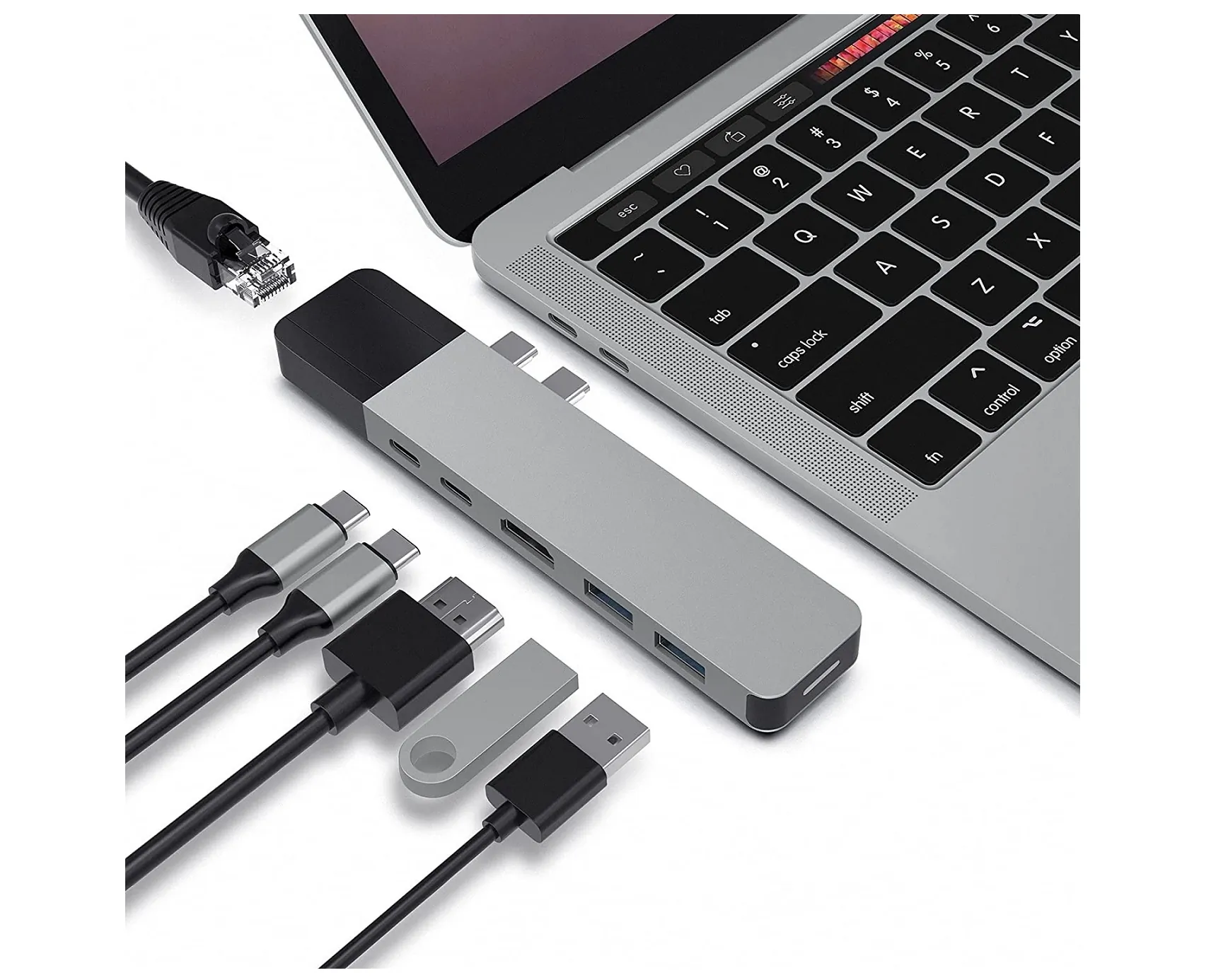 SANHO GN28N-GRAY - Sanho Hyperdrive Net 6-in-2 Hub For USB-C Space Gray GN28N-G