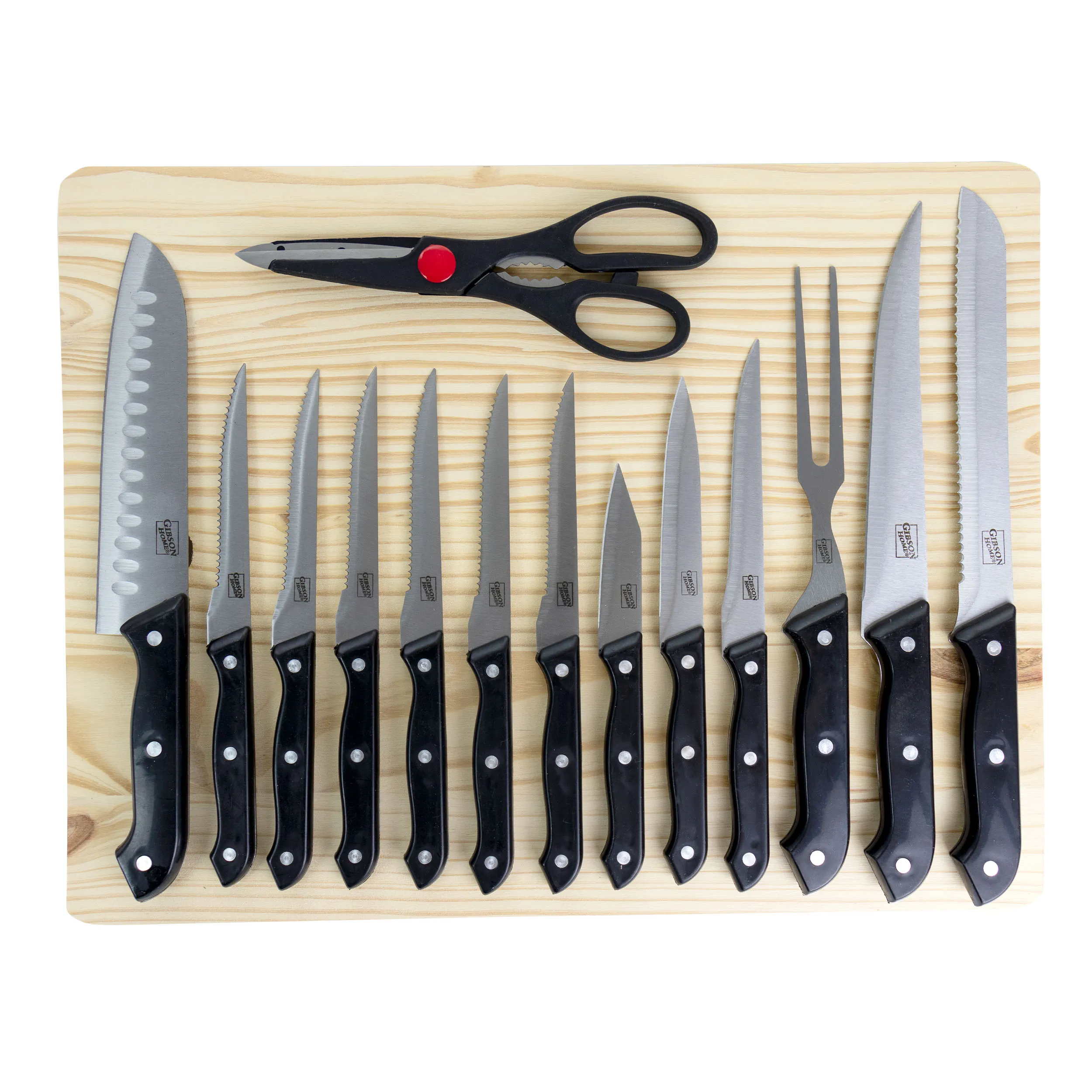Gibson 127514.15 - Gibson Home Wildcraft 15-Piece Cutlery Set with Cutting Boar