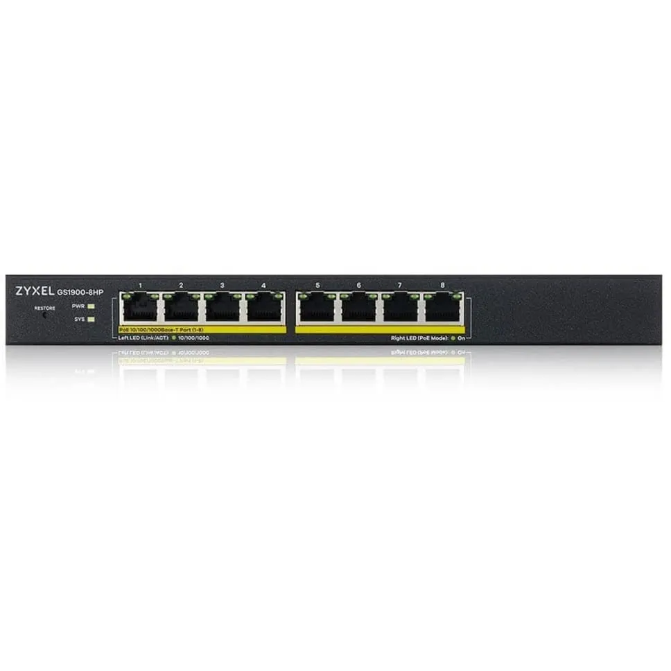 ZYXEL GS1900-8HPREV03F — 8-Port Gigabit Web Managed PoE+ Switch (70W)