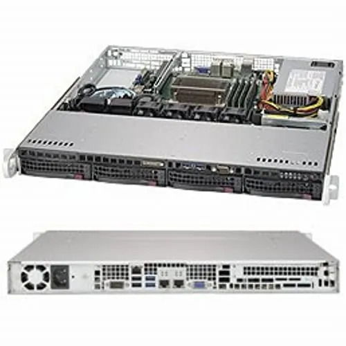 Supermicro CSE-813MFTQC-350CB2 — Supermicro Case CSE-813MFTQC-350CB2 1U 4x3.5 inch HotSwap SAS/SATA 350 Watts Brown Box
