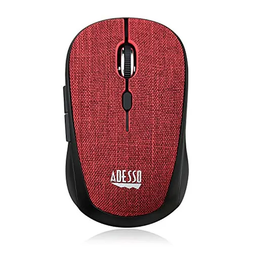 Adesso IMOUSES80R — ADESSO 2.4GHZ WIRELESS RED FABRIC MINI OPTICAL MOUSE ,5-BUTTON , FABRIC SURFACE