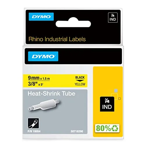 DYMO 18054 — DYMO RHINO 3/8IN X 5FT, YELLOW HEAT SHRINK TUBES