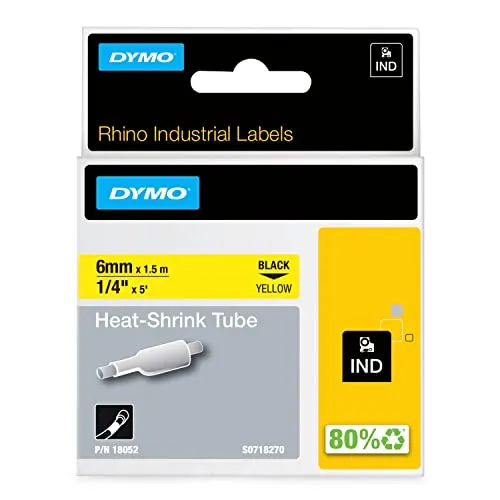 DYMO 18052 — RHINO 1/4 YELLOW HEAT SHRINK TUBES