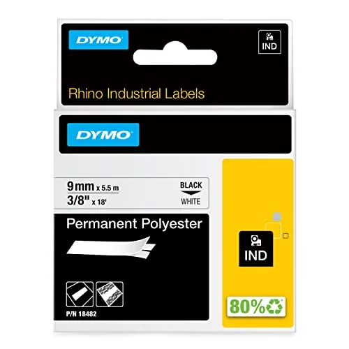 DYMO 18482 — RHINO 3/8 WHITE PERMANENT POLY LABELS