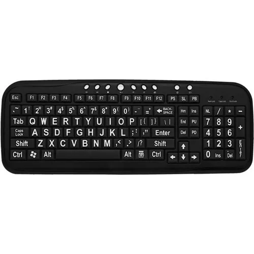 ERGOGUYS CD-1039 — DATACAL USB WIRED LARGE WHITE PRINT/BLACK KEYBOARD. DO NOT BREAK CASE PACK. WIRE