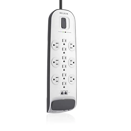 Belkin BV112234-08 — 12-OUTLET SURGE PROTECTOR WITH 8 FT POWER CORD AND ETHERNET, CABLE/SATELLITE AND