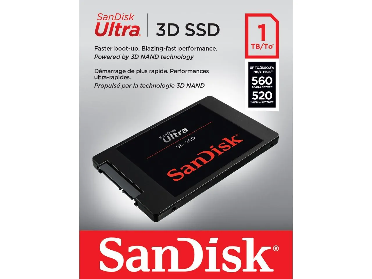 Western Digital SDSSDH3-1T00-G26 - SanDisk Ultra 3D SSD, 1TB, 2.5 SATA III Internal Drive